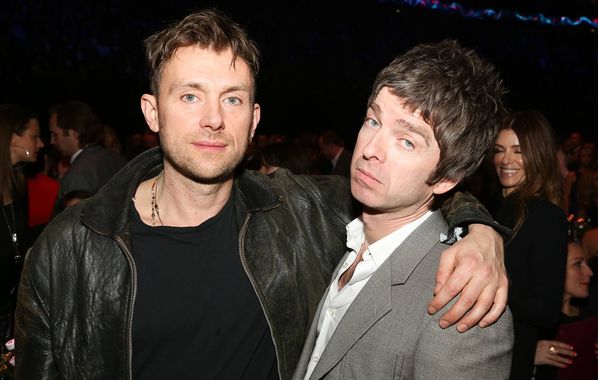 Damon Albarn and Noel Gallagher during The BRIT Awards 2013 at The O2, on February 20, 2013 in London, England. (Photo by JM Enternational/Redferns)