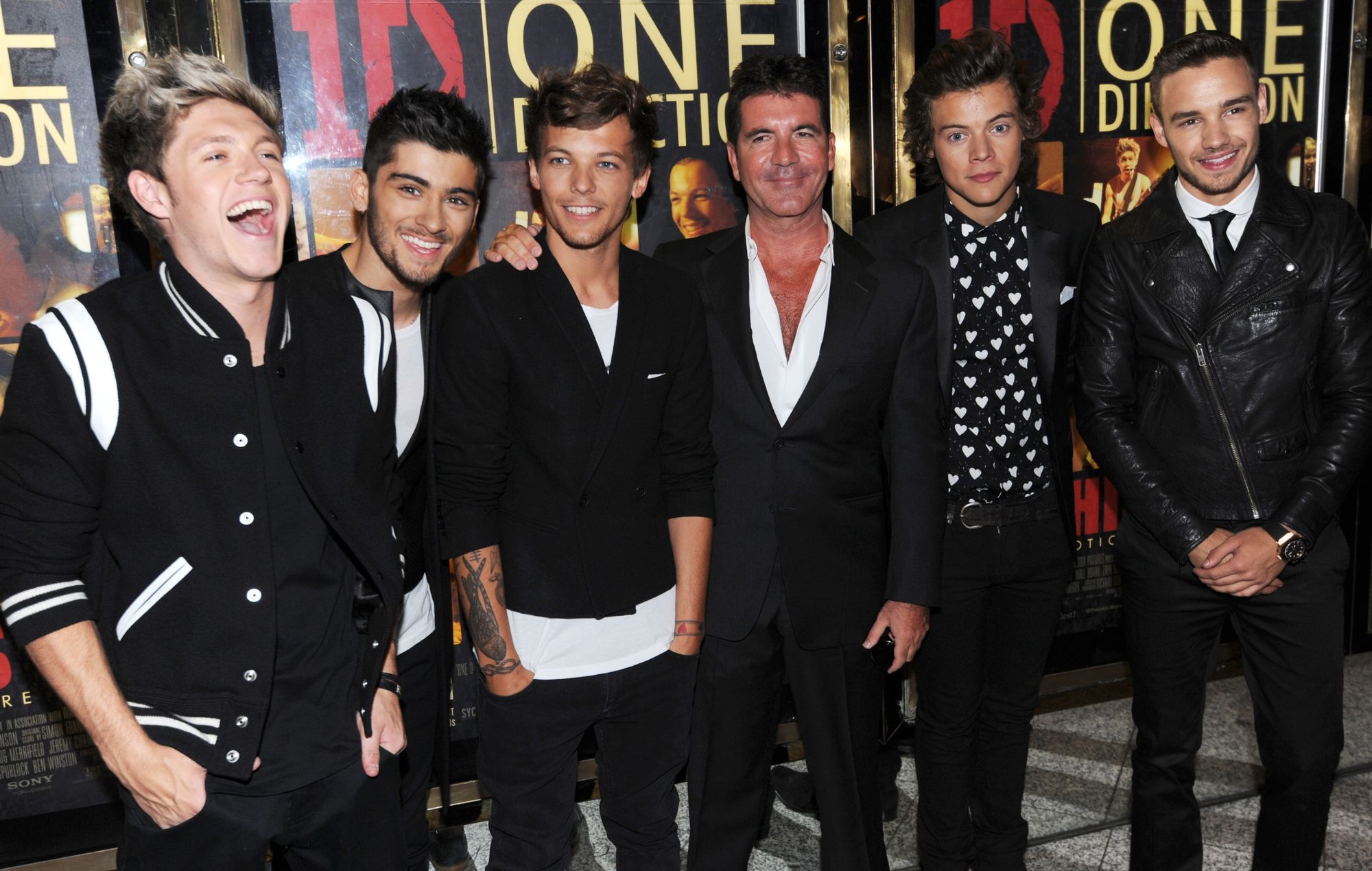 Louis Tomlinson, Zayn Malik, Niall Horan, Harry Styles and Liam Payne of One Direction and Simon Cowell