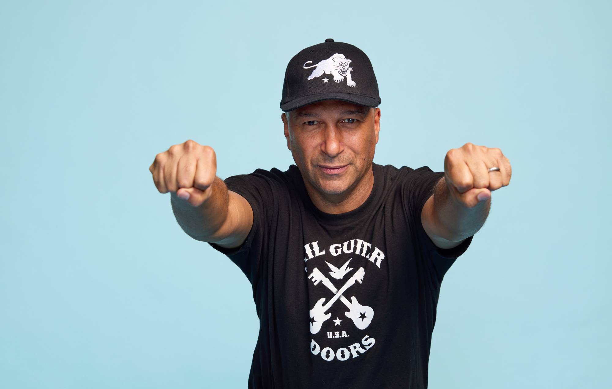 Tom Morello poses for a portrait at the 2024 Rock & Roll Hall Of Fame Induction Ceremony. (Photo by Sara Jaye/Getty Images for The Rock and Roll Hall of Fame)