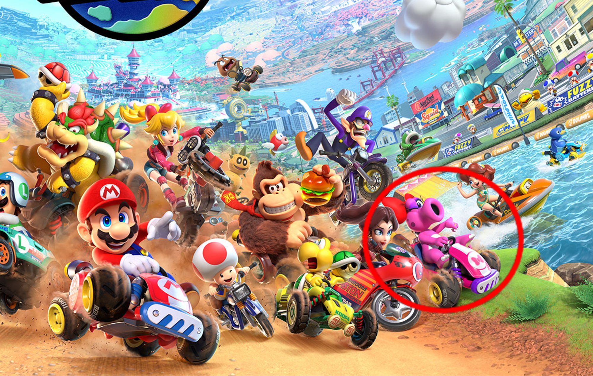 Mario Kart World Charcters: Birdo can be seen