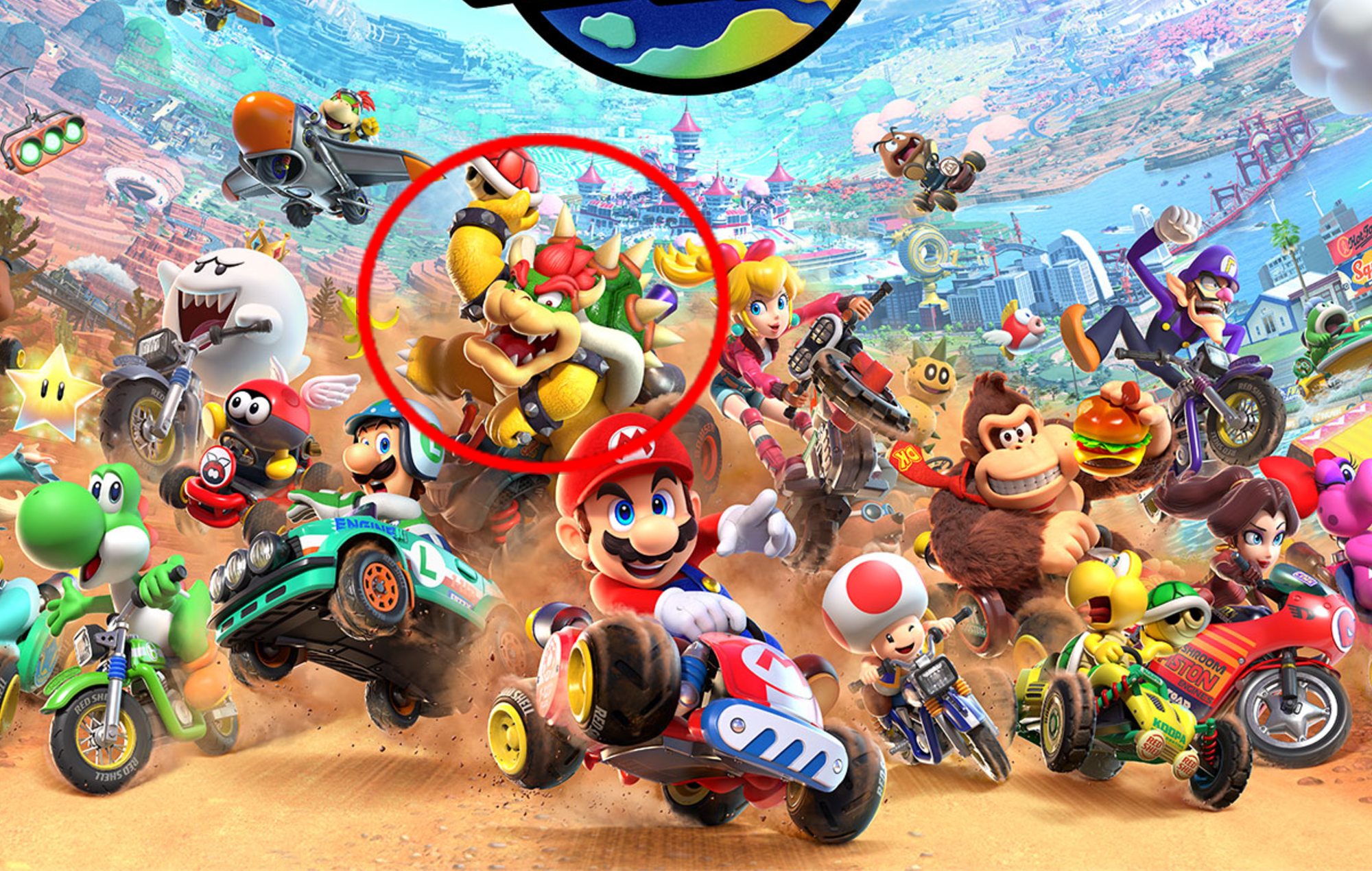 Mario Kart World Characters: Bowser can be seen