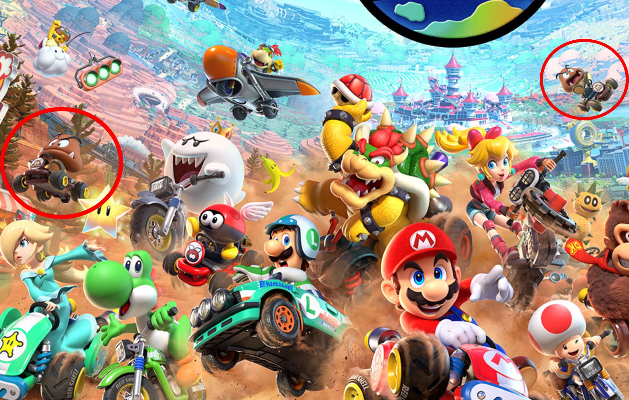 Mario Kart World Characters: Goomba can be seen