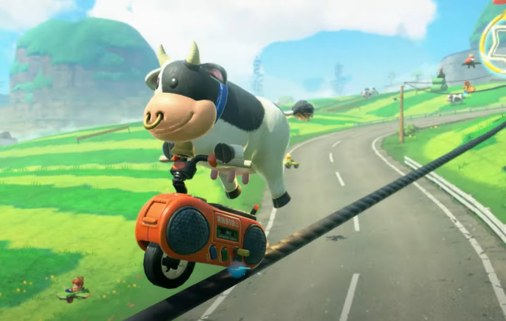 Mario Kart World Characters: Moo Moo can be seen