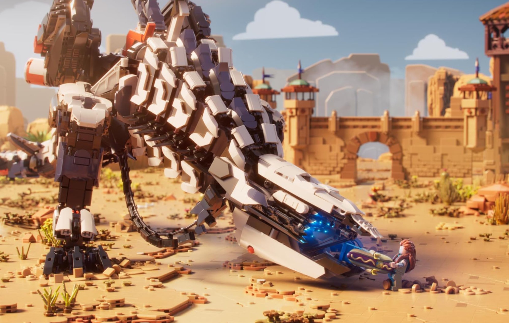 PS Plus July 2025 Games: Aloy can be seen feeding a machine a hamburger