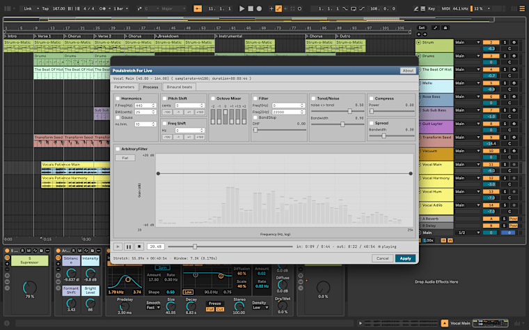 Craft ambient soundscapes out of a single snippet of audio with the extreme time stretching capabilities of PaulStretch for Live, based on PaulStretch by Nasca Octavian Paul. Created by Oli Larkin.